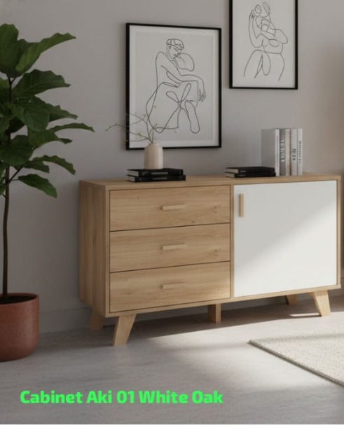 AUDIO VIDEO RACK AKI 01 WHITE OAK 