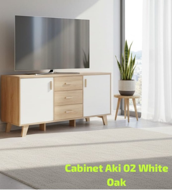 AUDIO VIDEO RACK AKI 01 WHITE OAK
