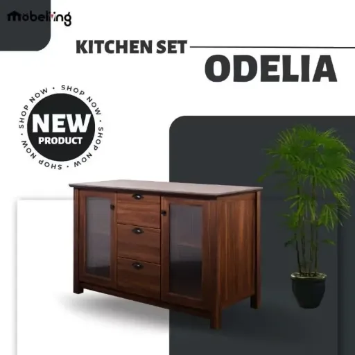 KITCHEN SET BAWAH 2 PINTU 3 LACI ODELIA BROWN TEAK