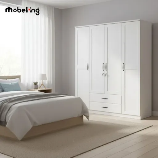 WARDROBE LAVENDER 4 DOORS WHITE