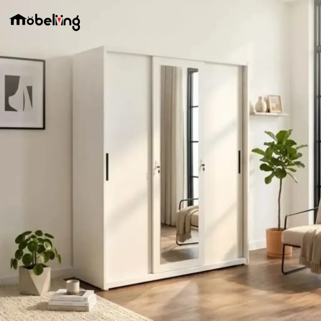 STEEL HBW 112 SLIDING WARDROBE 3 DOOR WHITE