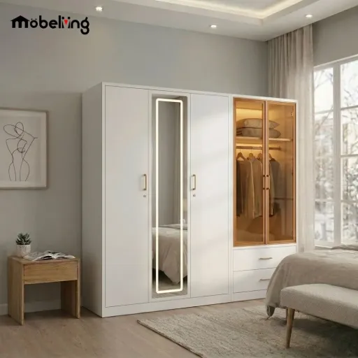STEEL XR SLIDING WARDROBE 5 DOOR WHITE