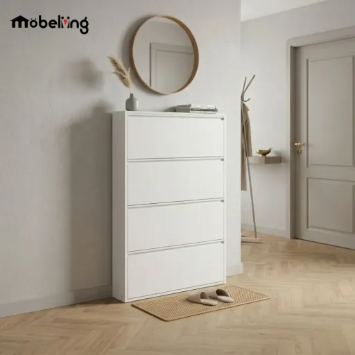 STEEL SHOE CABINET SC04 WHITE