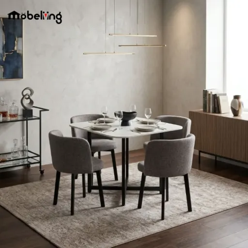 DINING SET DT1009 90*90CM WHITE