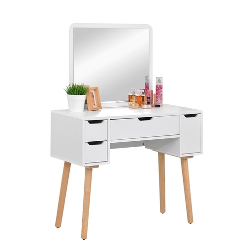 [L-BED-MRSL01-STD-WHT] DRESSING TABLE 01 SOLID LEG WHITE