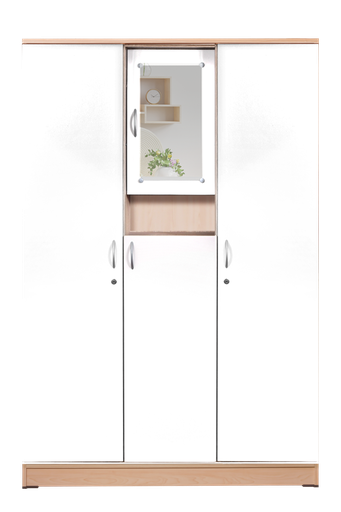 [L-BED-LMB267510-3DR-NTR] LEMARI PAKAIAN 3 PINTU CRM MASUK NATURAL