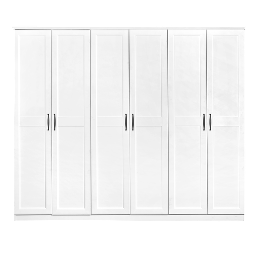 [L-BED-WRXLLAVE-6DR-WHT] WARDROBE LAVENDER 6 DOORS WHITE