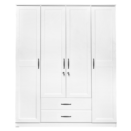 [L-BED-WRLLAVE-4DR-WHT] WARDROBE LAVENDER 4 DOORS WHITE
