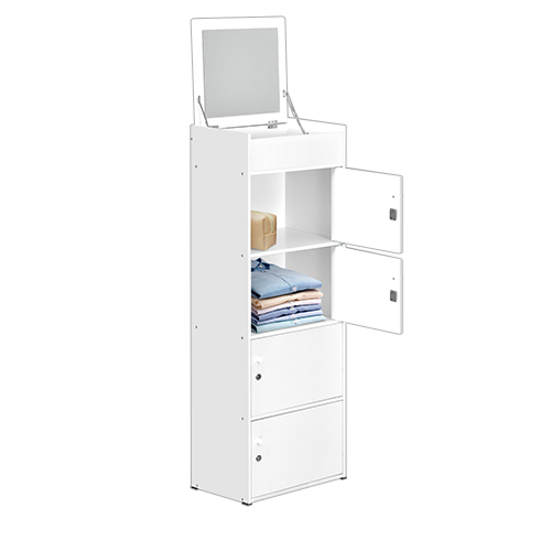 [L-SMO-RSG04D-STD-WHT] RAK SERBAGUNA 4 PINTU + MIRROR PUTIH