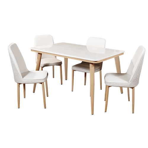 [I-DIN-DS753-4ST-BGE] MARBLE DINING SET C17-753+ 4 CHAIRS BEIGE