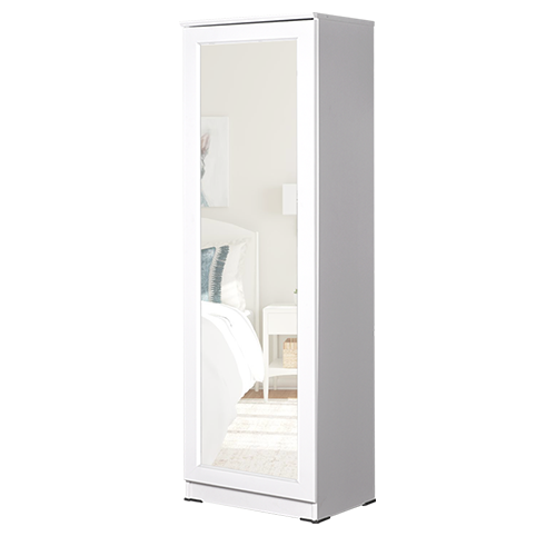 [L-SMO-SRMLV-STD-WHT] SHOE RACK WITH MIRROR LAVENDER WHITE