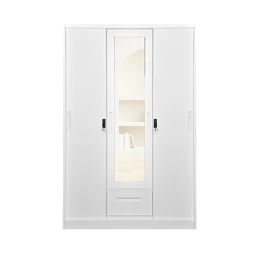 [L-BED-STVIRGINI-3DR-WHT] STEEL SLIDING WARDROBE 3 DOOR VIRGINIA WHITE