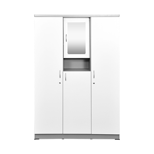 [L-BED-LMB267517-3DR-GRY] LEMARI PAKAIAN 3 PINTU WHITE BODY GREY