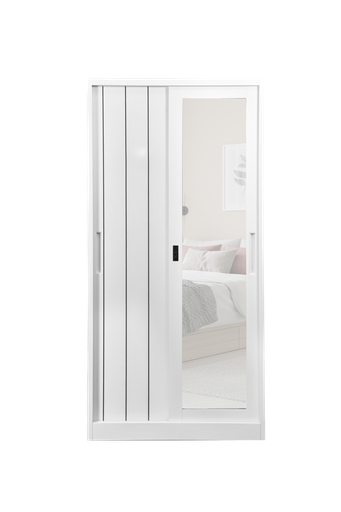 [L-BED-ST90DXN-2DR-WHT] STEEL SLIDING WARDROBE 2 DOORS 90 SL DIXON WHITE