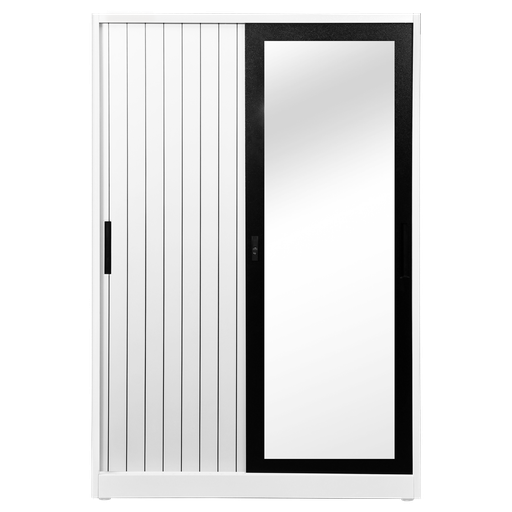 [L-BED-ST120BDXN-2DR-WHT] STEEL SLIDING WARDROBE  2 DOORS 120 SL DIXON WHITE FRAME BLACK