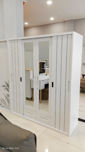 [L-BED-ST160DXN-4DR-WHT] STEEL SLIDING WARDROBE 4 DOORS 160 XR DIXON WHITE